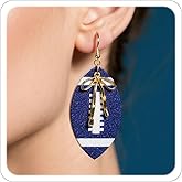 Football Earrings for Women Football Mom Accessorie Game Day Outfits Sparking Val Bowknot Sport Drop Earrings