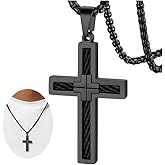 FaithHeart Stainless Steel Cross Necklace for Men, Silver/Black/Gold Cross Chains for Men Religious Amulet Necklaces Christian Gifts for Dad
