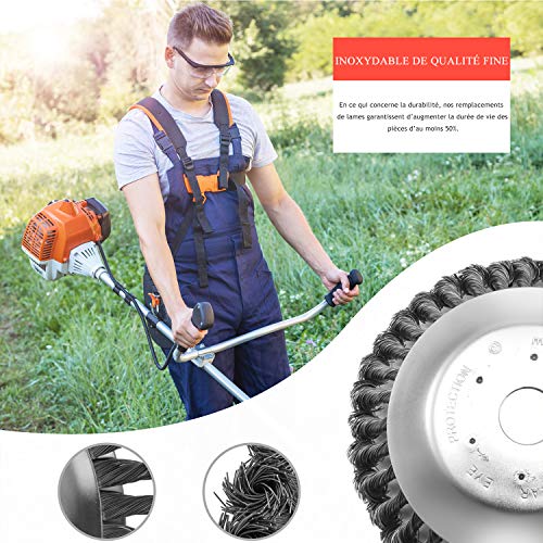 Viabrico Weeding Brush Head for Brush Cutter, with Locknut 8 Inch Steel Wire Weeding Tray