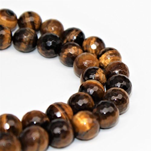 Lynxus Faceted Yellow Tiger's Eye Gemstone Loose Beads 10mm 37 Beads Per 15.5" Strand