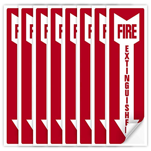 Fire Extinguisher Signs Stickers 8 PCS 4 x 12 inch Safety Sign Self