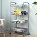 SINGAYE 4 Tier Metal Rolling Cart, Metal Storage Cart, Utility Cart, Silver