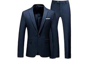 SHUZHXLZANGY Mens Suits Regular Fit 2 Piece Suit Men One Button Blazer Pants Suit for Men Wedding Business Formal Suit