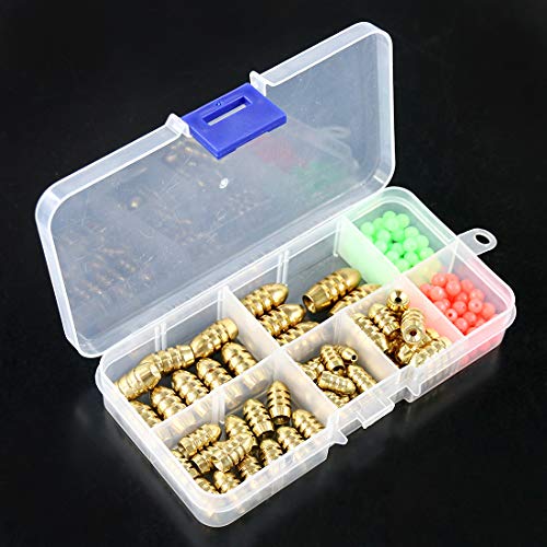 Hilitchi 150Pcs 5 Sizes Brass Bullet Weights Fishing Sinkers Kit with