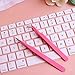 yueton 2pcs Pink Color Coated Stainless Steel Straight and Curved Head Tweezers for Eyelash Extension