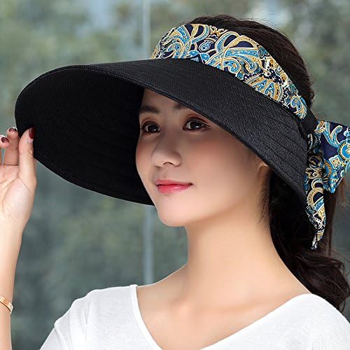 SUNCAP female summer bike ride out of the sun sunscreen top hat outdoor swimming can fold the ultraviolet sun cap,Size adjustable,black