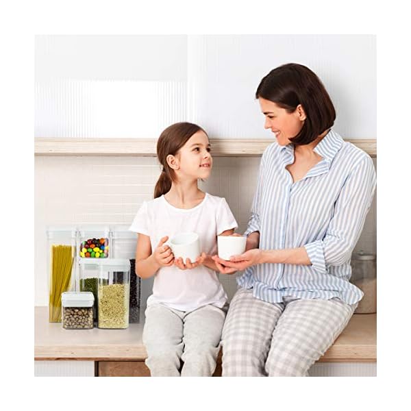 6-Airtight-Food-Storage-Containers-Set-Labels-Marker-Kitchen-and-Pantry-Storage-Ideal-for-Cereal-Spaghetti-Flour-Pasta-Clear-Food-Containers-with-lids Joejis Food Storage Containers with Lids Chalk Label and Pen - Stackable Airtight Tubs for Easy Cupboard Kitchen…