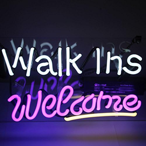 Neon Signs Blue"Walk Ins Welcome" Home Garden Party Lovers Ball Store Bedroom Hotel Beer Bar Pub Club Lamp Light Night Artwork Neon Light 14"x7"