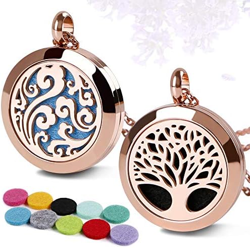 2 Pack Diffuser Necklace with 10 Pcs Refill Pad