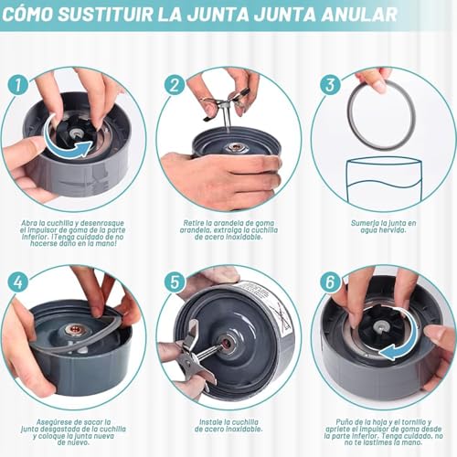 8Pcs Repuesto de taza y cuchilla de licuadora,compatible con licuadora NutriBullet de 600 W/900 W,2 Vaso 950ml,1 Tapa abatible,Anillo de tapa y hoja extractora,2 Juntas de goma,1Tapa selladora