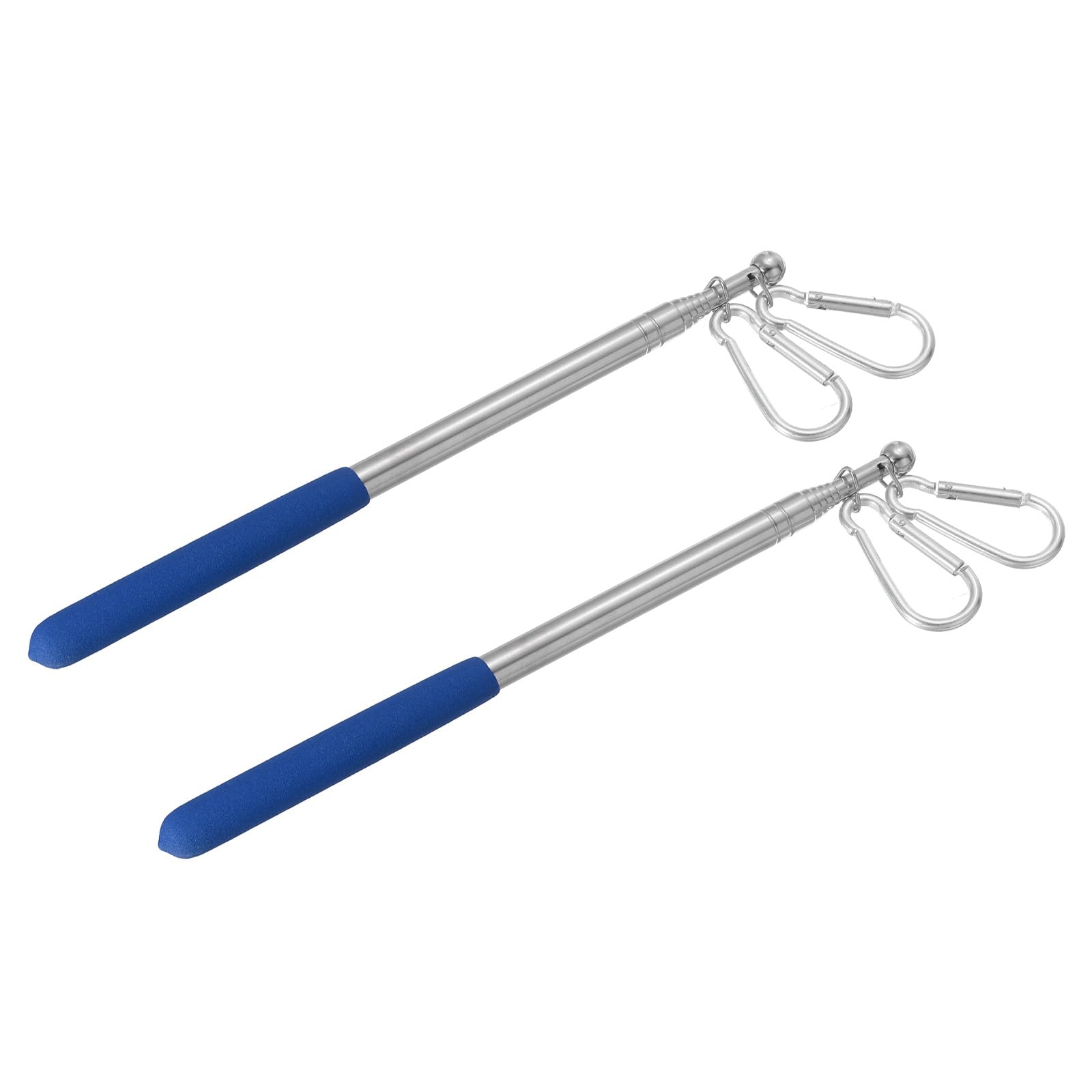 PATIKIL 3.9 Feet Telescopic Handheld Flagpoles, 2Pcs Tour Guide Flag Pole Stainless Steel Portable Collapsible Flag Pole with Clips for Teaching Pointer Training, Blue