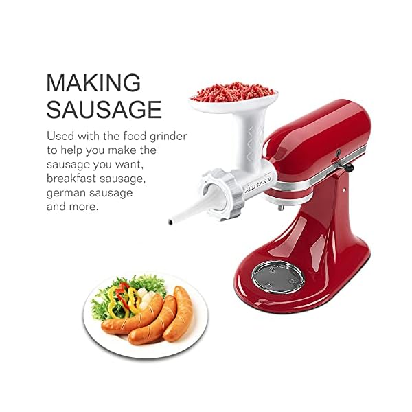 Food-Meat-Grinder-Attachments-for-KitchenAid-Stand-Mixers-Durable-Meat-Grinder-Sausage-Stuffer-Attachment-Compatible-with-All-KitchenAid-Stand-Mixers-Includes-2-Sausage-Stuffer-Tubes-White Food Meat Grinder Attachments for KitchenAid Stand Mixers, Durable Meat Grinder, Sausage Stuffer Attachment Compatible…