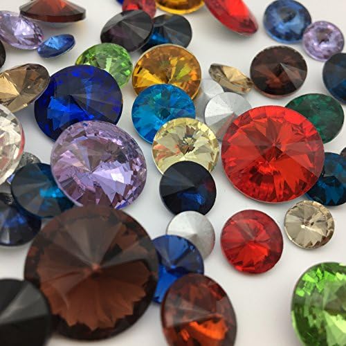 Rivoli Rhinestones Point Back Nail Art Loose Beads Mixed Sizes Colors Crystal Glass Silver Chatons Strass ASLOVE (100ps)