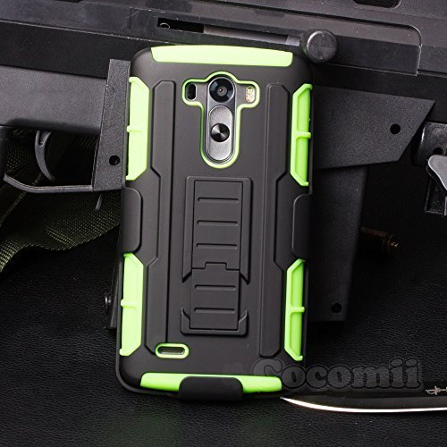 Cocomii Robot Armor LG G3 Case New [Heavy Duty] Premium Belt Clip Holster Kickstand Shockproof Hard Bumper Shell [Military Defender] Full Body Dual Layer Rugged Cover for LG G3 (R.Green)