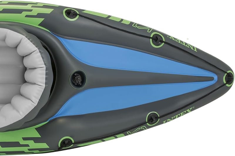 Challenger K1 Kayak 1 Man Inflatable Canoe with Aluminum Oars and Hand Pump, Green/Blue