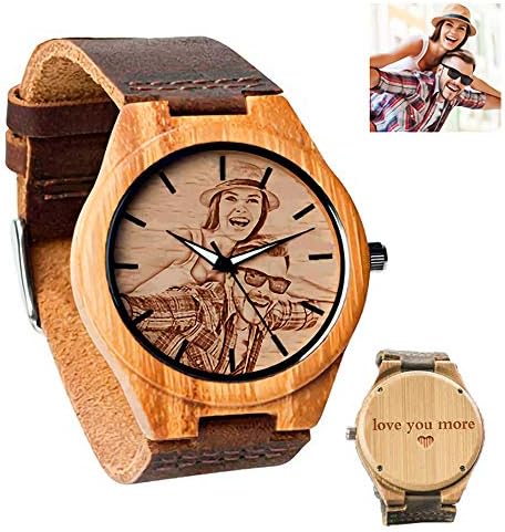 Personalized Customized Wooden Watch with Photo Or Message Double-Side Engraving for Personalized Gift