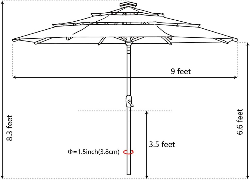 Eliteshade Sunbrella Solar 9ft 3 Tiers Market Umbrella With 80 Led Lights Patio Umbrellas Outdoor Table With Ventilation And 5 Years Non Fading Top Black Garden Outdoor Cjp Org In