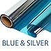 Window Film One Way Mirror Film Privacy Static Non-Adhesive Decorative Heat Control Anti UV Window Tint for Home and Office, Blue Silver 6mil, 23.6” x 78.7”