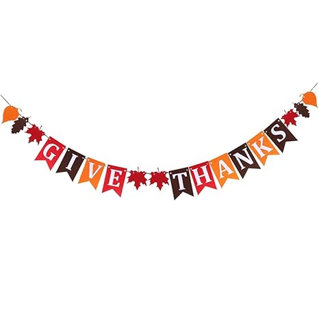 Coxeer Party Banner Give Thanks Sign Maple Leaves Thanksgiving