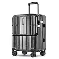 TQZY Hardside Spinner Luggage Suitcase Spinner Hardshell Lightweight Front Pocket Anti-Peep Design luggages Baggage Aluminium Frame Suitcase (20 Inch),Gray