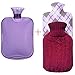 Premium Classic Rubber Hot Water Bottle, Transparent Hot Water Bottle with Burgundy Knit Cover