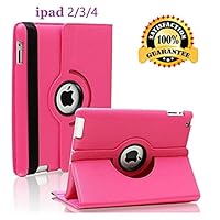 Newraturner iPad 2/3/4 Case - 360 Degree Rotating Stand Smart Case Protective Cover with Auto Wake Up/Sleep Feature for Apple iPad 4, iPad 3 & iPad 2 (Rose)