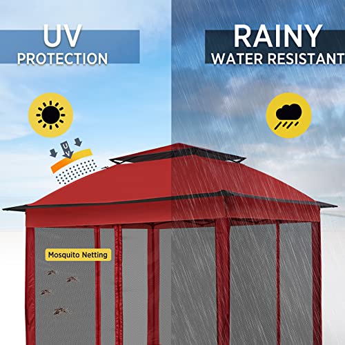 INTERHUT 11x11 Pop Up Gazebo Tent with Removable Mesh Walls, Red Instant Outdoor Canopy image 19
