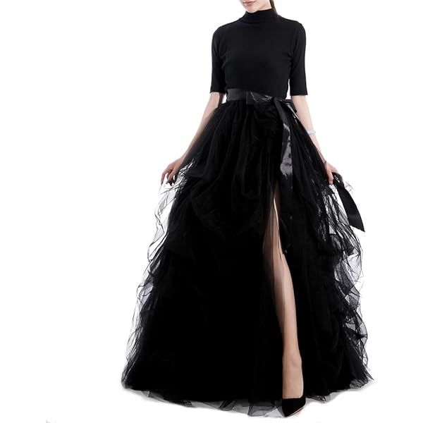 black dress for women wedding PHEOBE SKIRT in black – EIDYLLIA main image 1