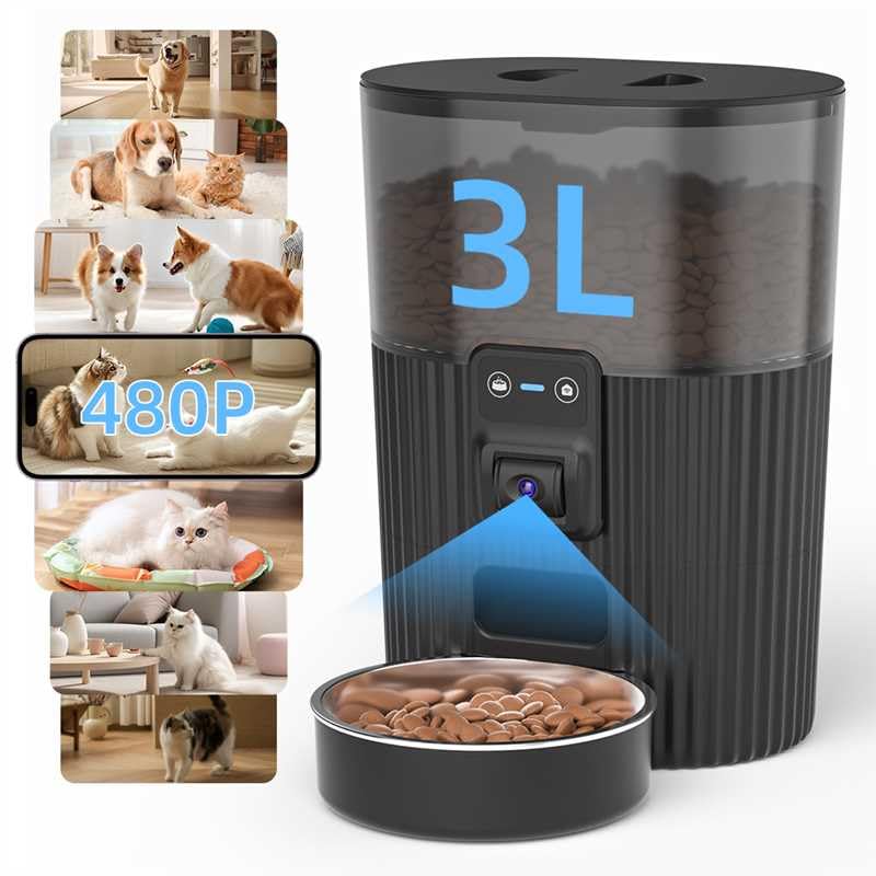 Photo 1 of PAPIFEED Automatic Cat Feeder with Camera, ?Adjustable Angle 2.4G WiFi Pet Feeder?3.5L/15 Cup Timed Dispenser,Timed Feeder for Remote Feeding with Stainless Steel Bowl up to 10 Meals Per Day with APP