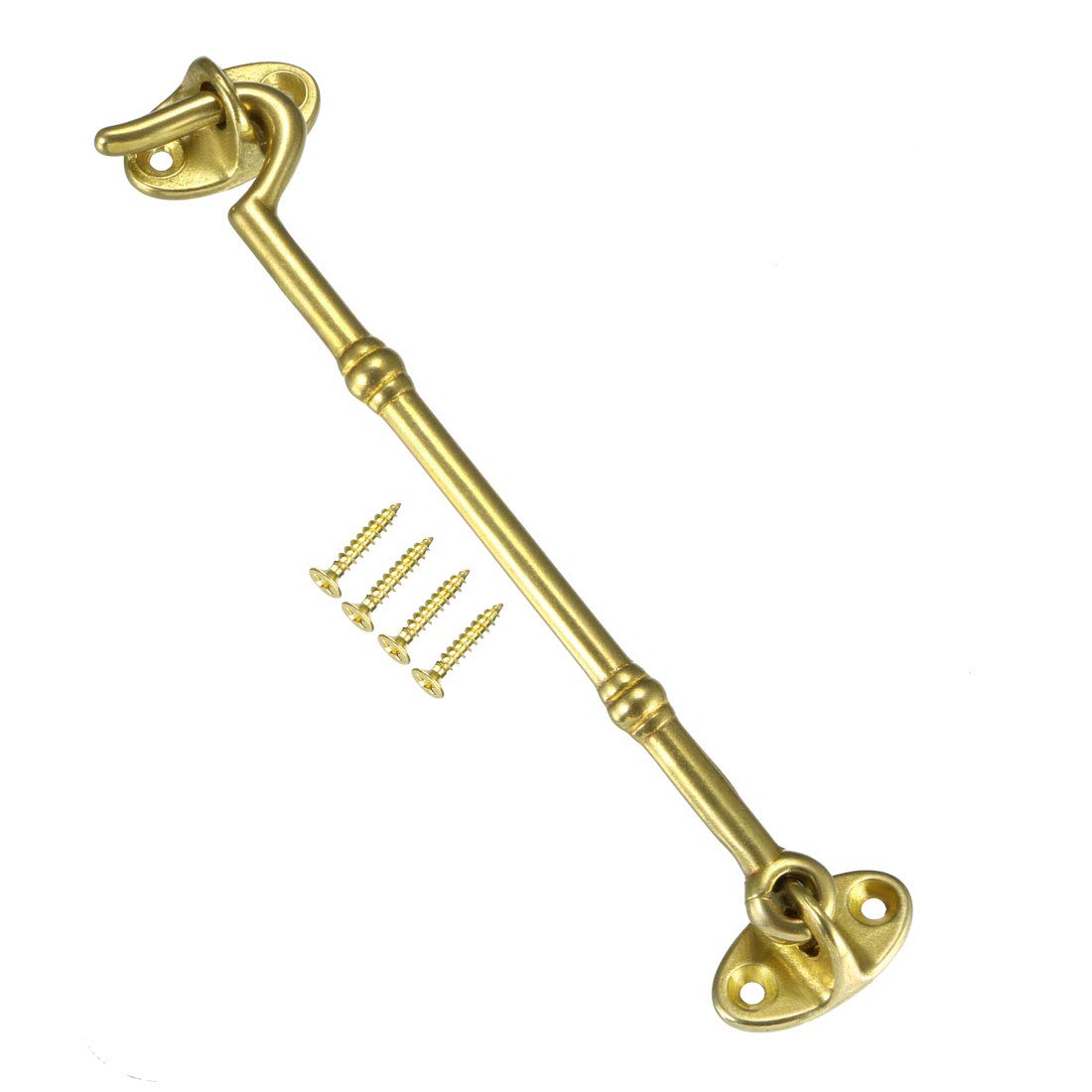 sourcing map 6" Cabin Hooks Eye Latch Door Gate Swivel Window Brass Hook with Mounting Screws Golden 1pcs