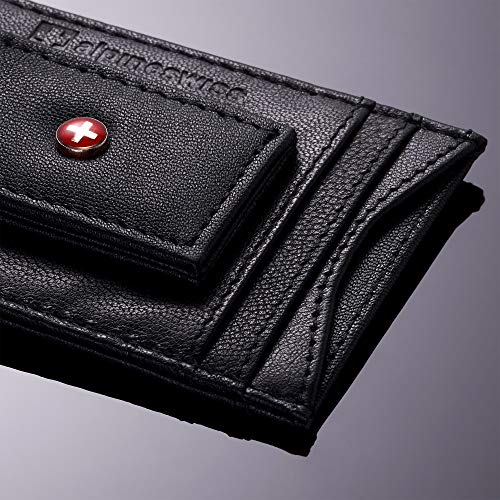 Alpine Swiss Genuine Leather Money Clip Front Pocket Wallet - 