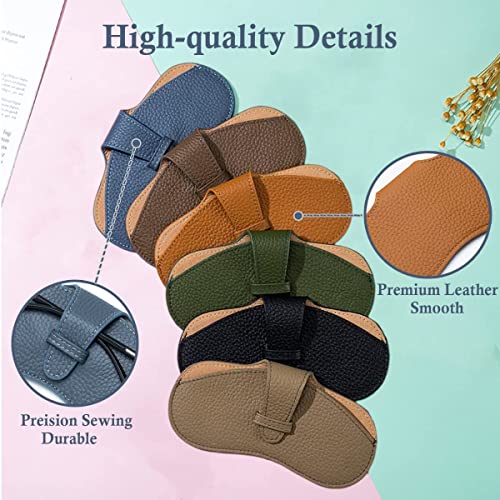 TERRIFI Glasses Case Soft, Portable Universal Genuine Leather Slim Eyeglass Pouch for Sunglasses Reading Glasses Eyeglass