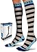 SB SOX Lite Compression Socks (15-20mmHg) for Men & Women - Best Stockings for Running, Medical, Athletic, Edema, Diabetic, Varicose Veins, Travel, Pregnancy (Stripes - Gray/Blue, S/M)