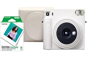 Fujifilm Instax Square SQ1 Instant Camera, Instant Film 10 Pack and Camera Case Included, Chalk White