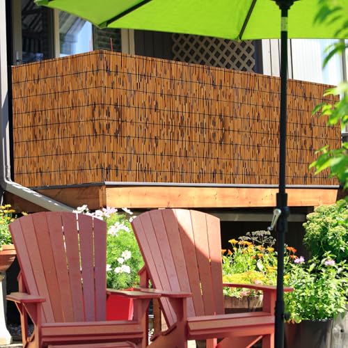 KOIUEYW Reed Screening 90 x 500 cm – Premium Garden Privacy Screen – Outdoor View for Garden, Terrace, Balcony, Fence, Palisade – Brown