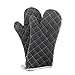 Oven Mitts Flame Retardant Mitts Heat Resistant to 425 °F 15 Inch Kitchen Mitt Black Color 2-Pack