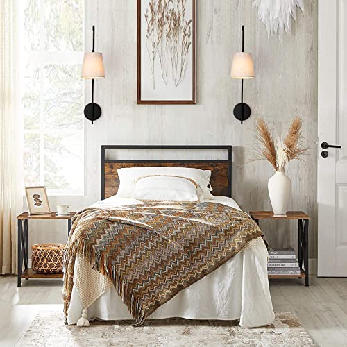 Plug in Wall Sconces Set of Two, Wall Lamps for Bedrooms Set of 2, Black Farmhouse Wall Mounted Lights for Bedside, Living Room, Rustic Sconces Wall Lighting Fixtures with 59inch On/Off Switch Cord