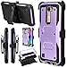 LG Escape 3 Case, LG Phoenix 2 Case, LG K8 Case, Venoro Hybrid Full Body Heavy Duty Armor Holster Defender Case Cover with Kickstand and Swivel Belt Clip (Purple)