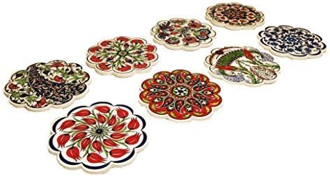 Floral Turkish Moroccan Mosaic 16.5cm Hand Made Bowl Dinner Plate Placemats Coasters (Set of 4 (Assorted))