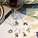 Tatuo 6 Pieces Christmas Glass Charms Theme Party Wine Glass Tags Christmas Wine Rings for Goblet Drink Marker, 6 Styles