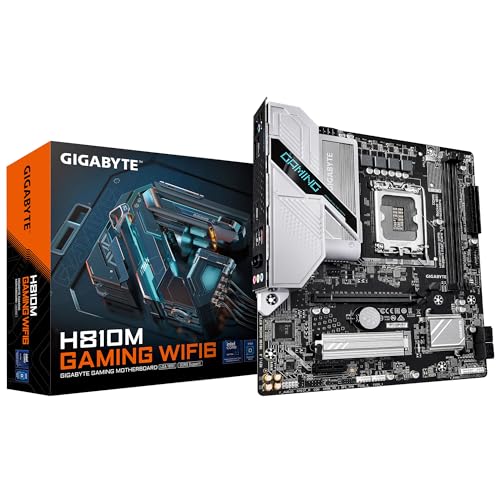 GIGABYTE H810M Gaming WIFI6 Mainboard – Intel Core Ultra (Serie 2) CPUs, 4+1+2 Phasen VRM, bis zu 6400 MHz DDR5, 1xPCIe 4.0 M.2, 2.5GbE LAN, WiFi 6, USB 3.2 Gen 1