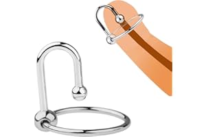 Gobuying Stainless Steel Penis Cock Ring Urethral Plug Steel Balls Penis Rings Sex Toys Metal Ring Sex Toys for Men Delay Eja