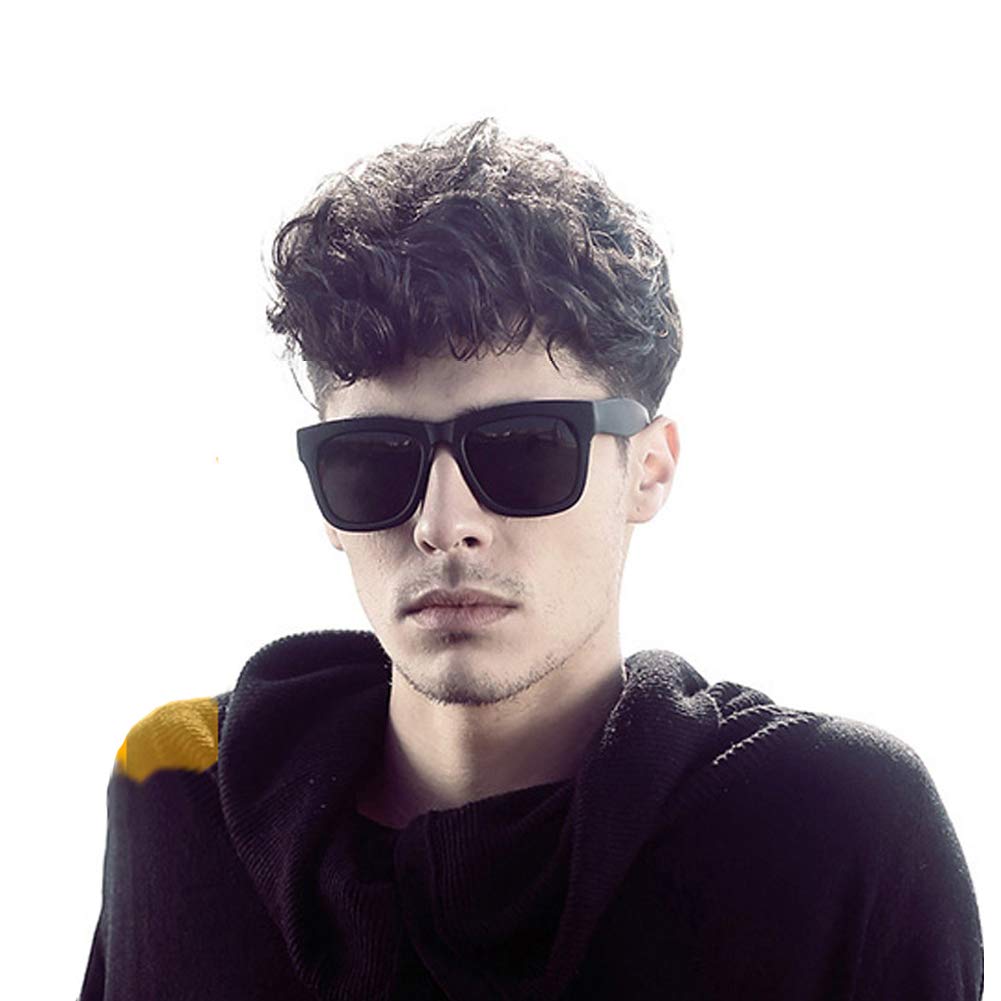 Women\'s Oversized Cat\'s Eye Black Sunglasses Men\'s Classic Rectangular Gradient Lens Anti-radiation UV400 (Matte black, 53)