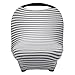Parker Baby 4 in 1 Car Seat Cover for Girls and Boys - Stretchy Carseat Canopy, Nursing Cover, Grocery Cart Cover, High Chair Cover - Gray/White Stripes