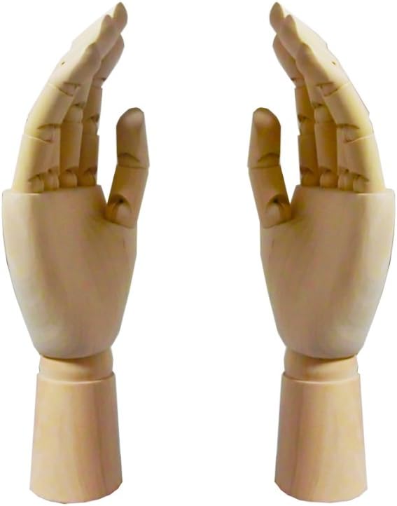 GuCra Wood Art Mannequin Hand, Both Hands Set, For Drawing, Sketch (Small)