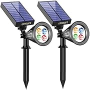 URPOWER Solar Lights 2-in-1 Solar Powered 4 LED Adjustable Spotlight Wall Light Landscape Light Bright and Dark Sensing Auto On/Off Security Night Lights for Patio Yard Driveway Pool… (Multi-Colored)