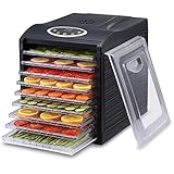 Ivation 600w Electric Food Dehydrator Pro with 9 Drying Trays, Digital Temperature Controls and Timer with Automatic Shutoff from 95ºF to 158ºF, for Beef Jerky, Dried Fruits, Vegetables &amp; Nuts