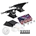 Cal 7 5.0 Inch Skateboard Trucks, 52mm Wheels, Plus Bearings Combo Set (Black truck with white wheels)