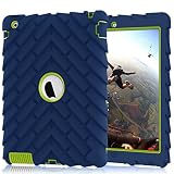 iPad 4 Case,iPad 2 Case,iPad 3 Case, Heavy Duty Shock Absorption Three Layer Armor Defender Protective Case for iPad 2 3 4NavyBlue
