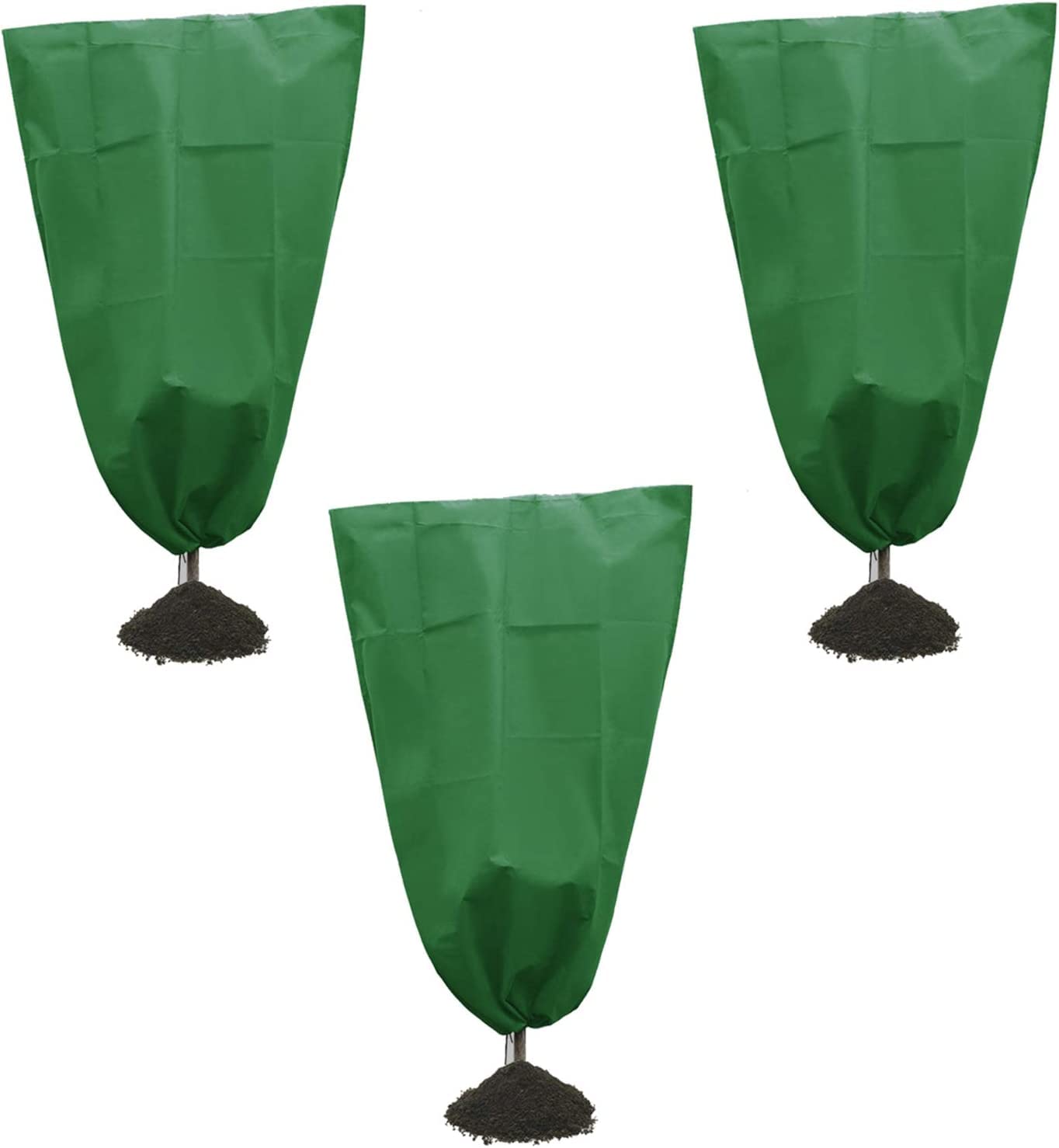 Alpurple 3 Packs Winter Drawstring Plant Covers-31x39 Inch Warm Plant Protection Cover Bags, Frost Cloth Blanket Protecting Fruit Tree Potted Plants from Freezing Animals Eating